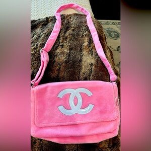 2---NWOT  Authentic Chanel Precision/Chanel Beauty Pink & Brown Terry Cloth Bags